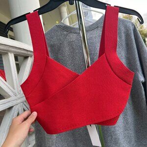 Aritzia Sculpt Knit Red Crop Top